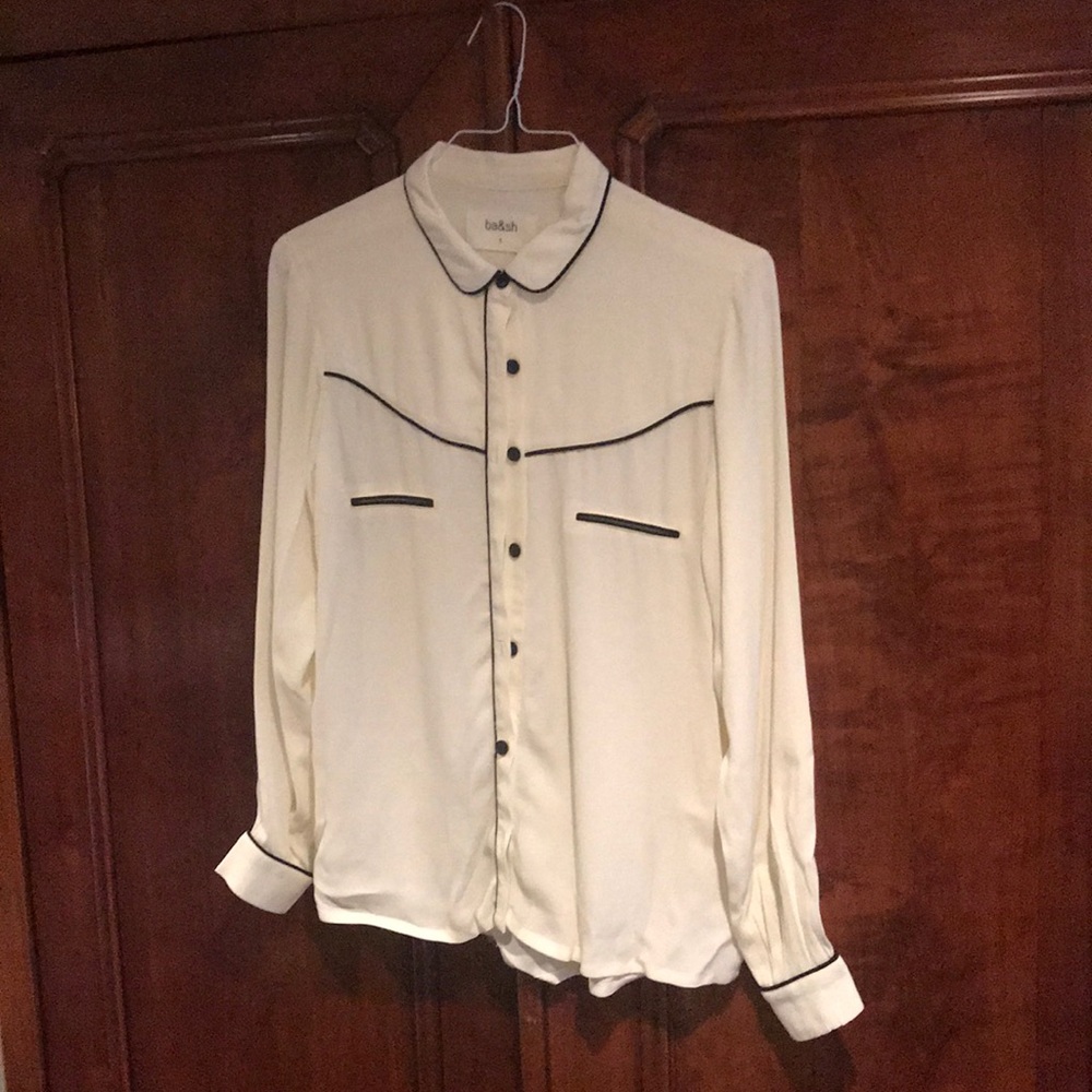 Ba&sh cream top with black details